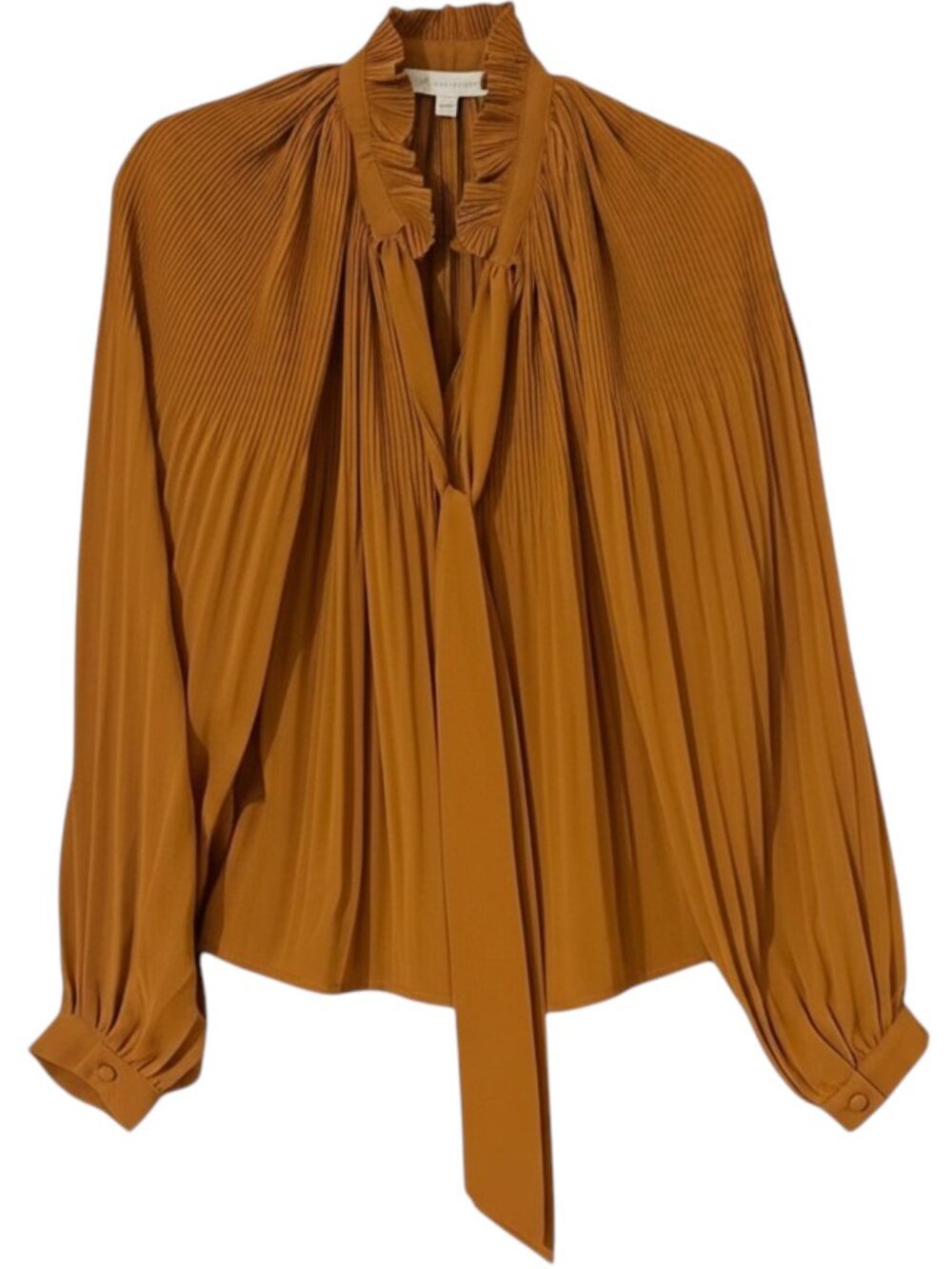 Dance & Marvel Brandy Bohemian Style Pleated Ruffled Tie Neck Blouse Size S - Picture 3 of 7